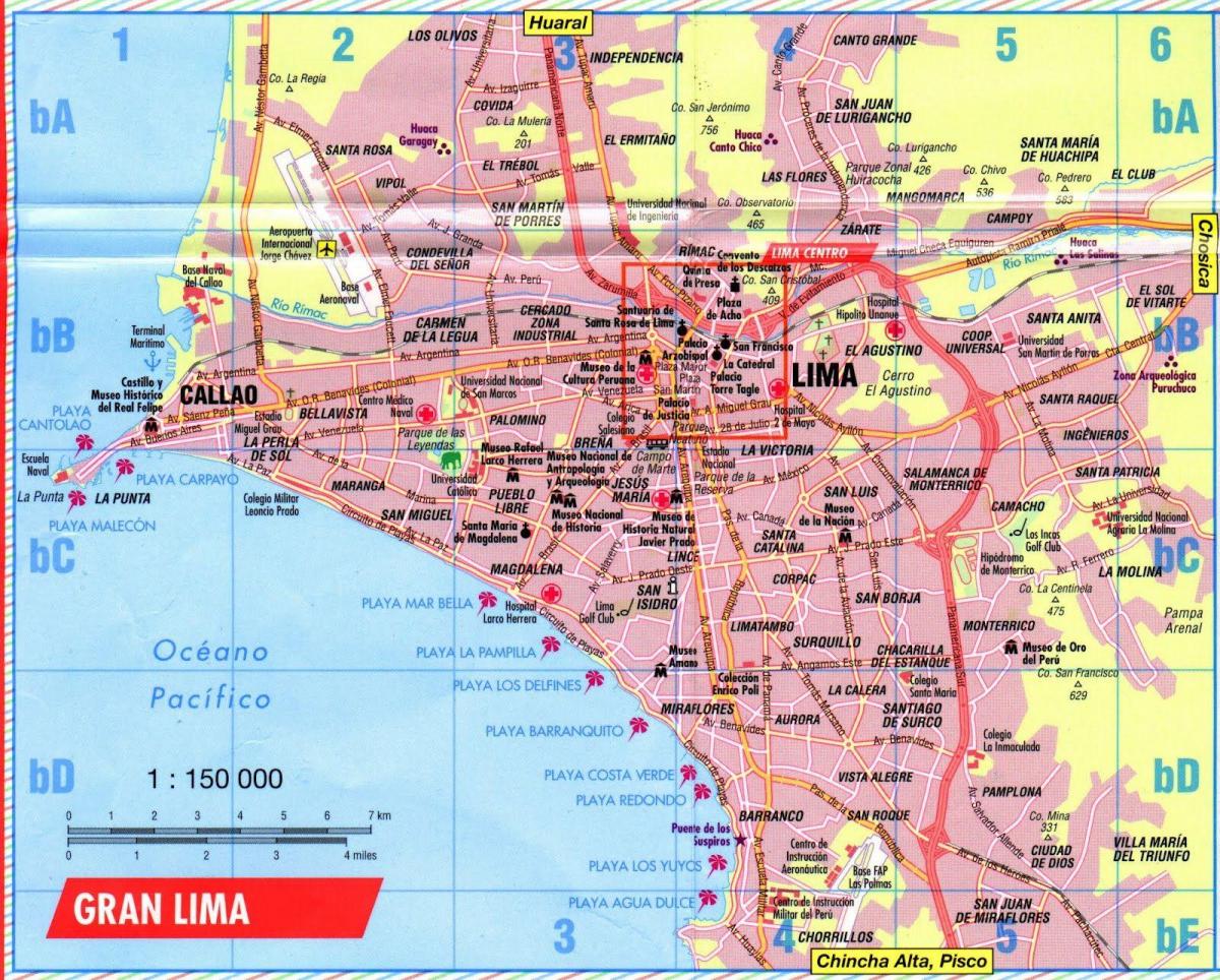 Mapa de Lima hop on hop off autobús