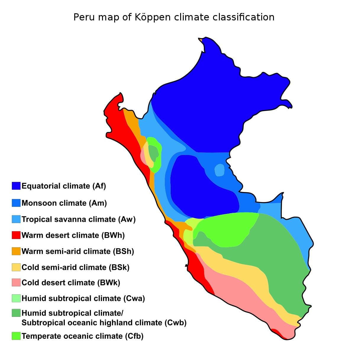 Mapa de perú clima